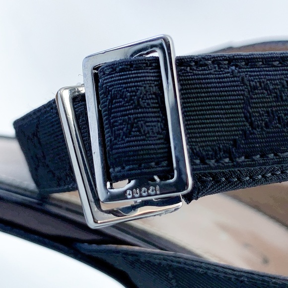 Gucci GG Canvas Ankle Strap Sandal in Black - Picture 9 of 12